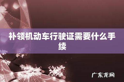 补领机动车行驶证需要什么手续