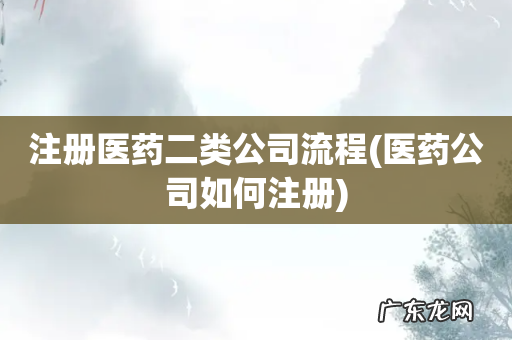 医药公司如何注册 注册医药二类公司流程
