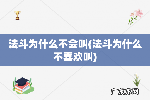 法斗为什么不喜欢叫 法斗为什么不会叫