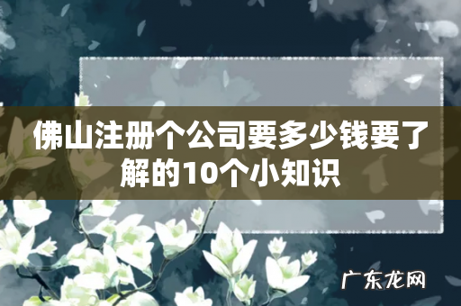 佛山注册个公司要多少钱要了解的10个小知识