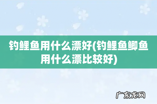 钓鲤鱼鲫鱼用什么漂比较好 钓鲤鱼用什么漂好