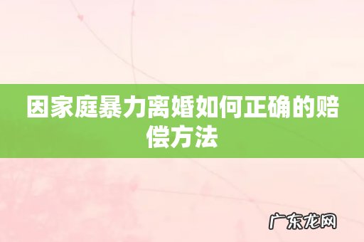 因家庭暴力离婚如何正确的赔偿方法