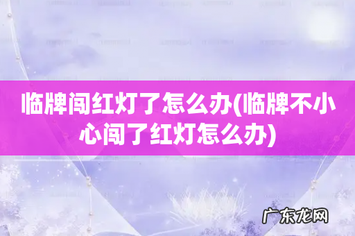 临牌不小心闯了红灯怎么办 临牌闯红灯了怎么办