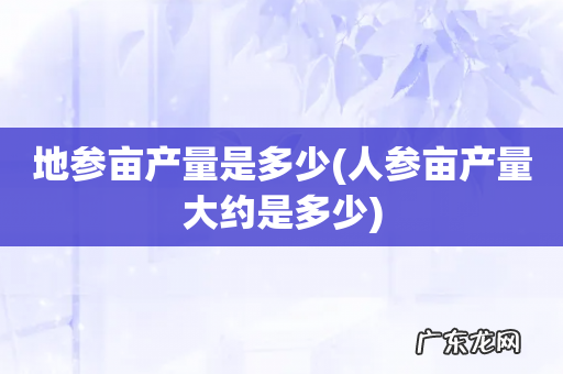 人参亩产量大约是多少 地参亩产量是多少