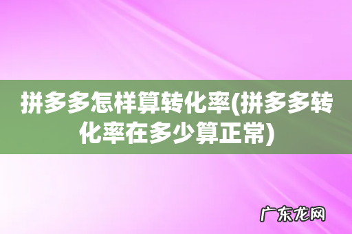 拼多多转化率在多少算正常 拼多多怎样算转化率