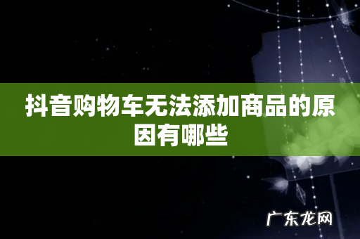 抖音购物车无法添加商品的原因有哪些