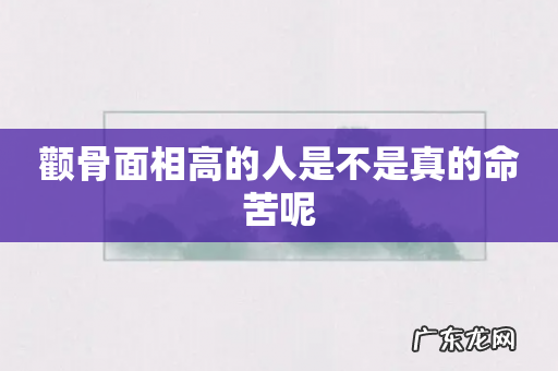 颧骨面相高的人是不是真的命苦呢