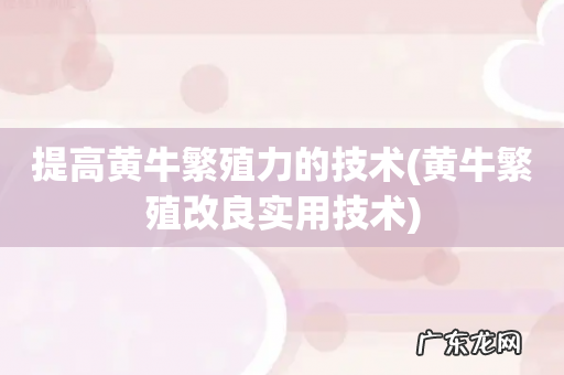 黄牛繁殖改良实用技术 提高黄牛繁殖力的技术