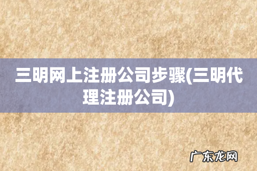 三明代理注册公司 三明网上注册公司步骤