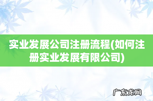 如何注册实业发展有限公司 实业发展公司注册流程