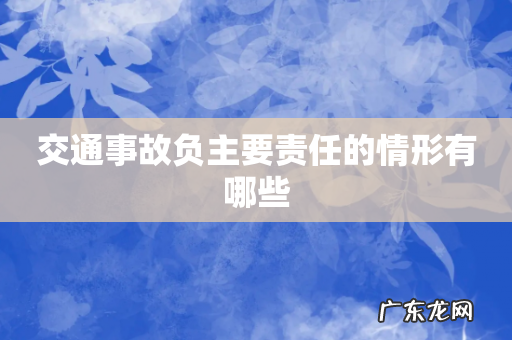 交通事故负主要责任的情形有哪些