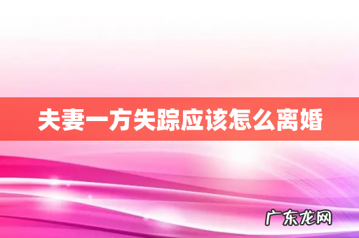 夫妻一方失踪应该怎么离婚