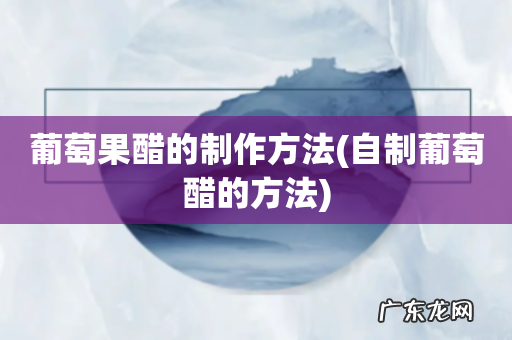 自制葡萄醋的方法 葡萄果醋的制作方法