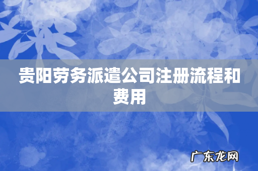 贵阳劳务派遣公司注册流程和费用