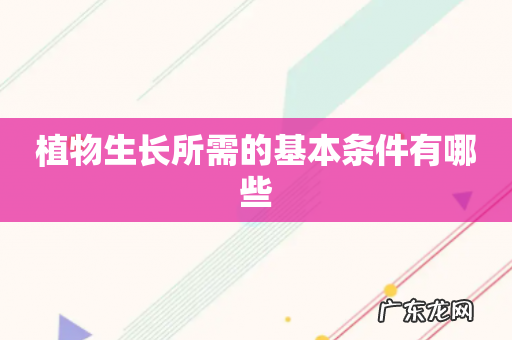 植物生长所需的基本条件有哪些