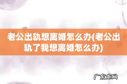 老公出轨了我想离婚怎么办 老公出轨想离婚怎么办
