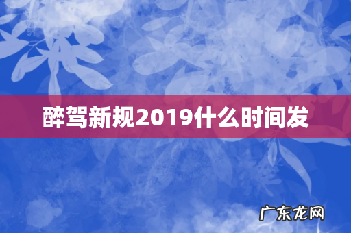 醉驾新规2019什么时间发