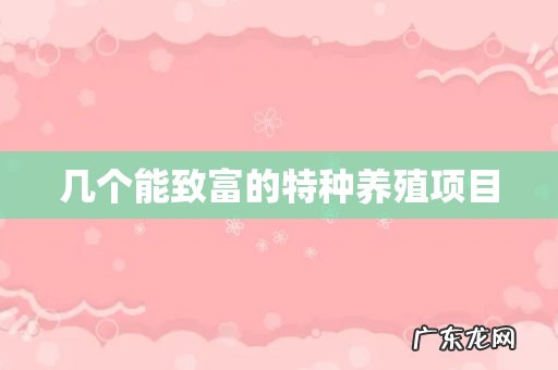 几个能致富的特种养殖项目