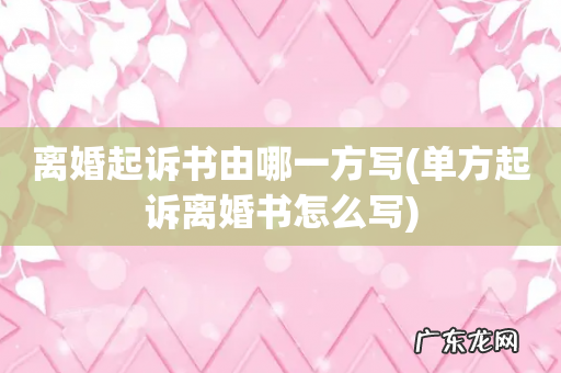 单方起诉离婚书怎么写 离婚起诉书由哪一方写