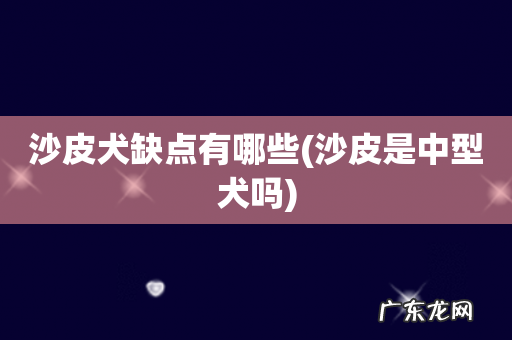 沙皮是中型犬吗 沙皮犬缺点有哪些