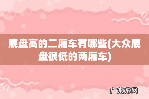 大众底盘很低的两厢车 底盘高的二厢车有哪些