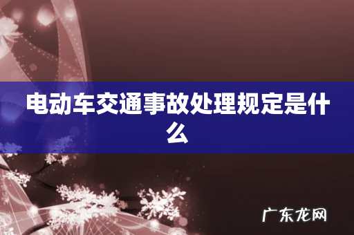 电动车交通事故处理规定是什么