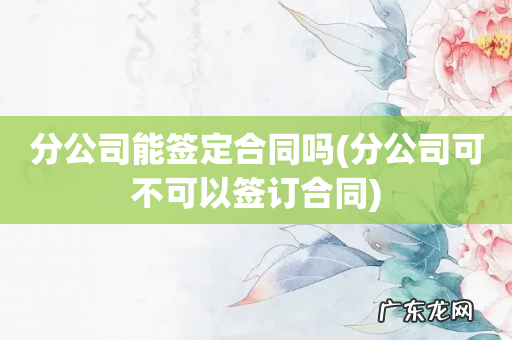 分公司可不可以签订合同 分公司能签定合同吗