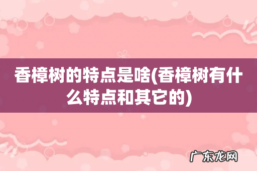 香樟树有什么特点和其它的 香樟树的特点是啥
