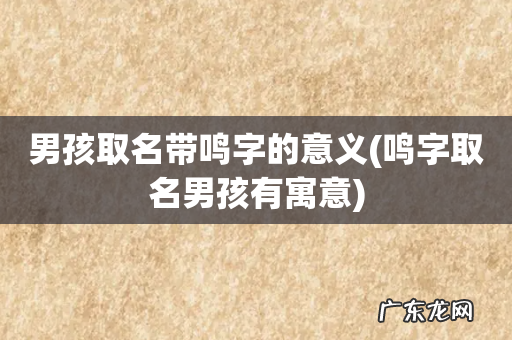 鸣字取名男孩有寓意 男孩取名带鸣字的意义