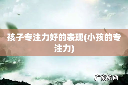 小孩的专注力 孩子专注力好的表现