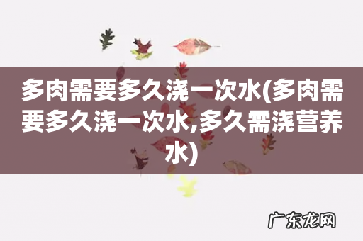 多肉需要多久浇一次水,多久需浇营养水 多肉需要多久浇一次水
