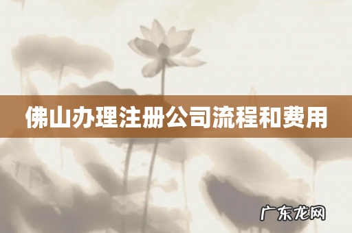 佛山办理注册公司流程和费用