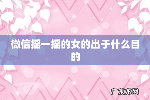 微信摇一摇的女的出于什么目的