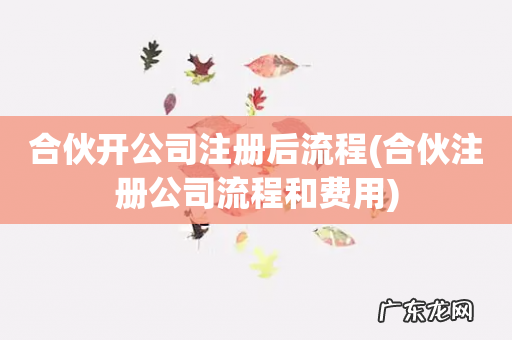 合伙注册公司流程和费用 合伙开公司注册后流程