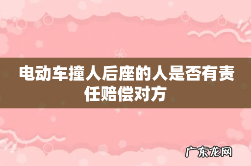 电动车撞人后座的人是否有责任赔偿对方