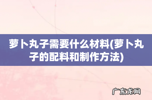 萝卜丸子的配料和制作方法 萝卜丸子需要什么材料