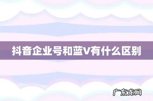 抖音企业号和蓝V有什么区别