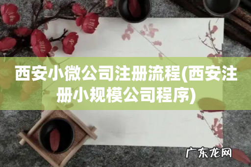 西安注册小规模公司程序 西安小微公司注册流程