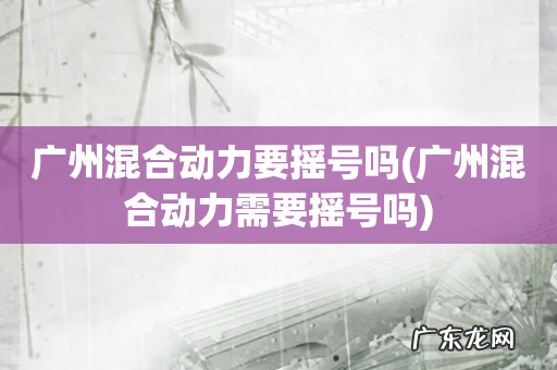 广州混合动力需要摇号吗 广州混合动力要摇号吗