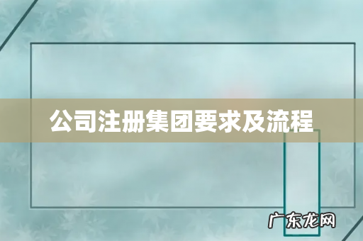 公司注册集团要求及流程