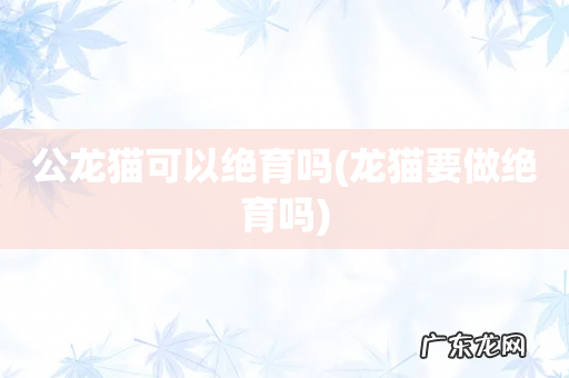 龙猫要做绝育吗 公龙猫可以绝育吗