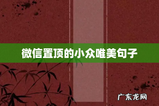 微信置顶的小众唯美句子