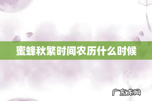 蜜蜂秋繁时间农历什么时候