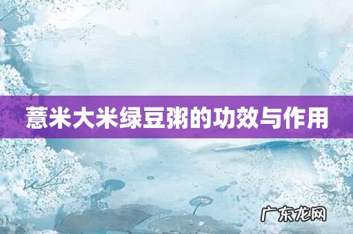 薏米大米绿豆粥的功效与作用