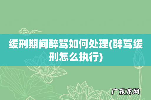 醉驾缓刑怎么执行 缓刑期间醉驾如何处理
