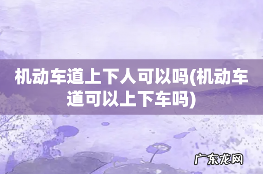 机动车道可以上下车吗 机动车道上下人可以吗