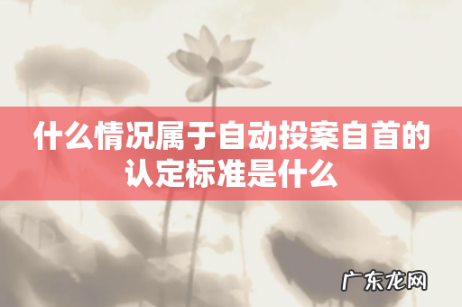 什么情况属于自动投案自首的认定标准是什么