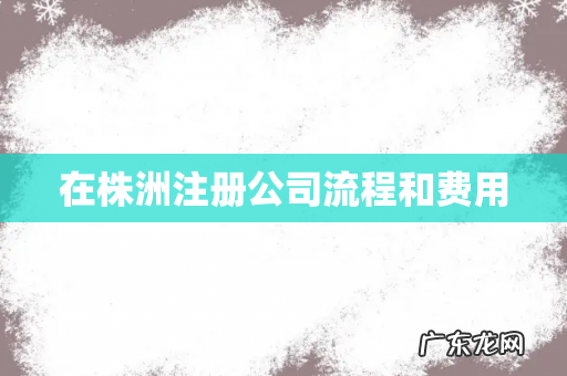 在株洲注册公司流程和费用