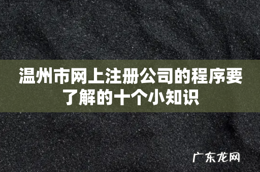 温州市网上注册公司的程序要了解的十个小知识