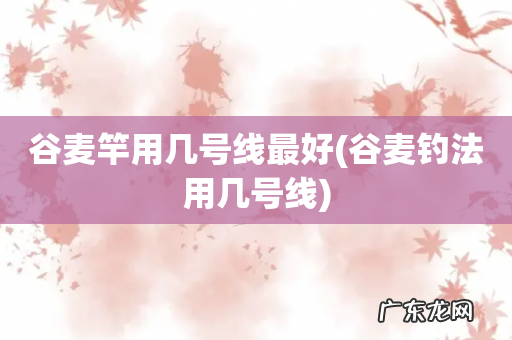 谷麦钓法用几号线 谷麦竿用几号线最好